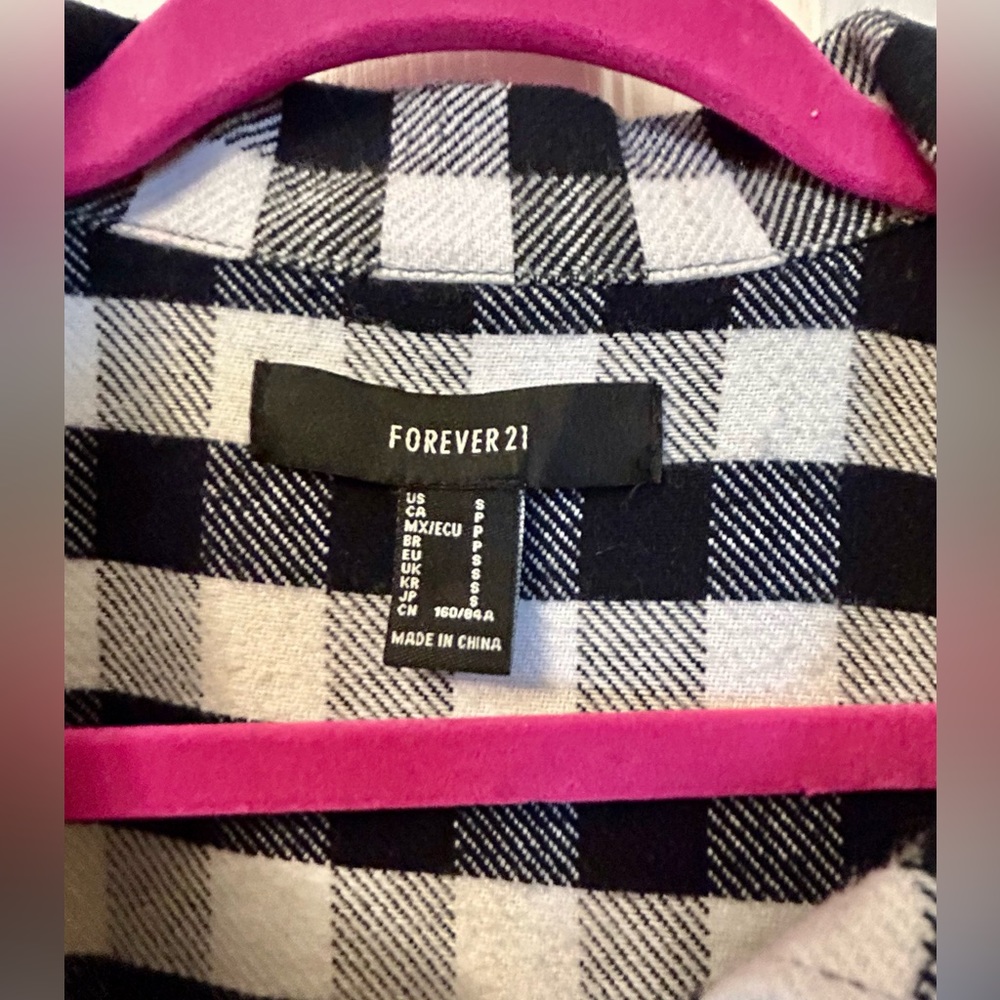Forever 21 Black and White Plaid Flannel Shacket - Picture 2 of 4